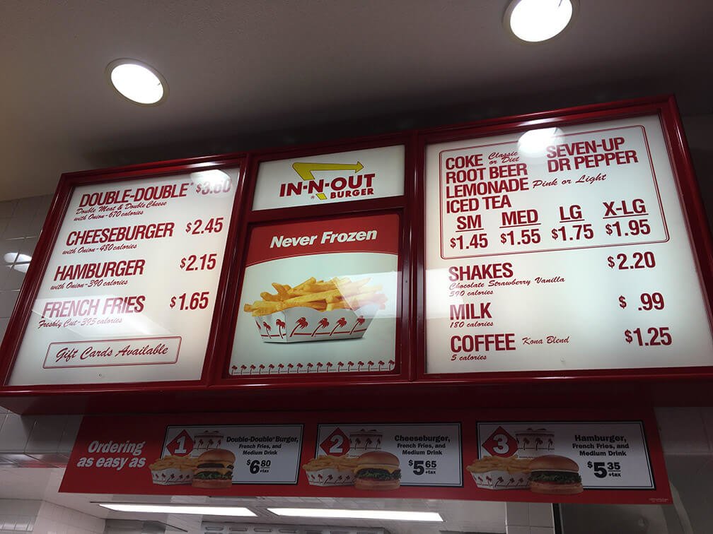 In N Out Menu Prices