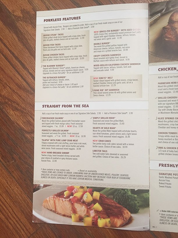 Outback Steakhouse Menu Nutrition Besto Blog