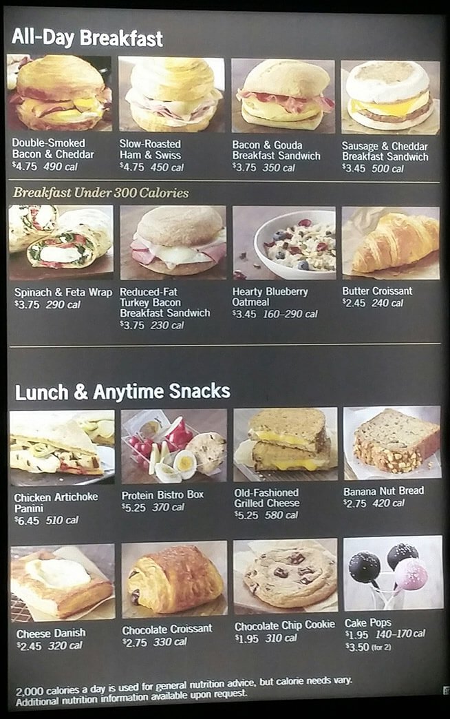 Starbucks Breakfast Menu Food