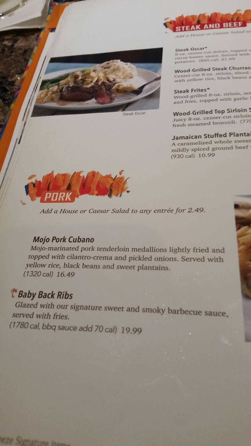 steak bahama breeze menu