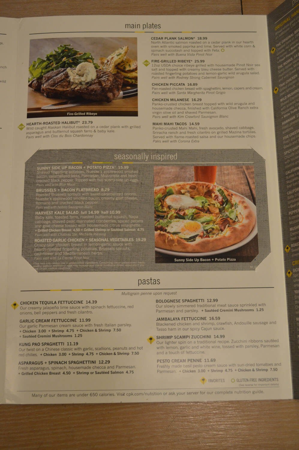 California Pizza Kitchen Menu Prices