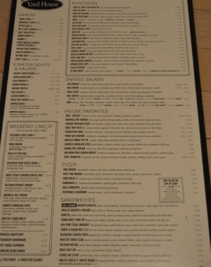 Yard House Menu Prices